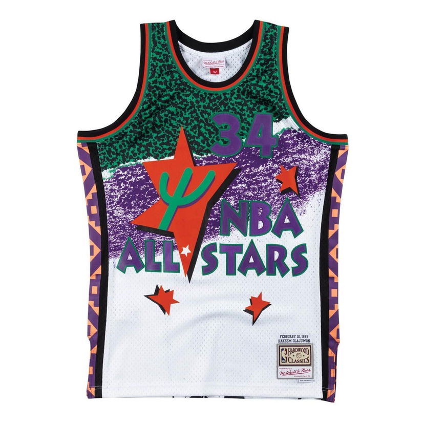 Majica brez rokavov Mitchell & Ness NBA All Star West Hakeem Olajuwon 34 Jersey Bela | SMJYNG18434-ASWWHIT95HOL