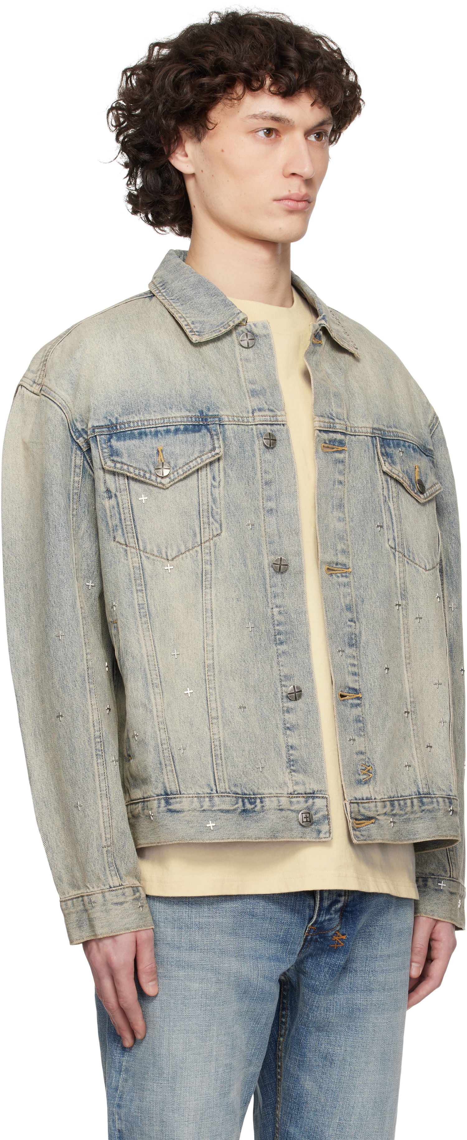 Jakna Ksubi Ksubi Oh G Stagelight Metalik Denim Jacket Modra | MSP25JK010, 1