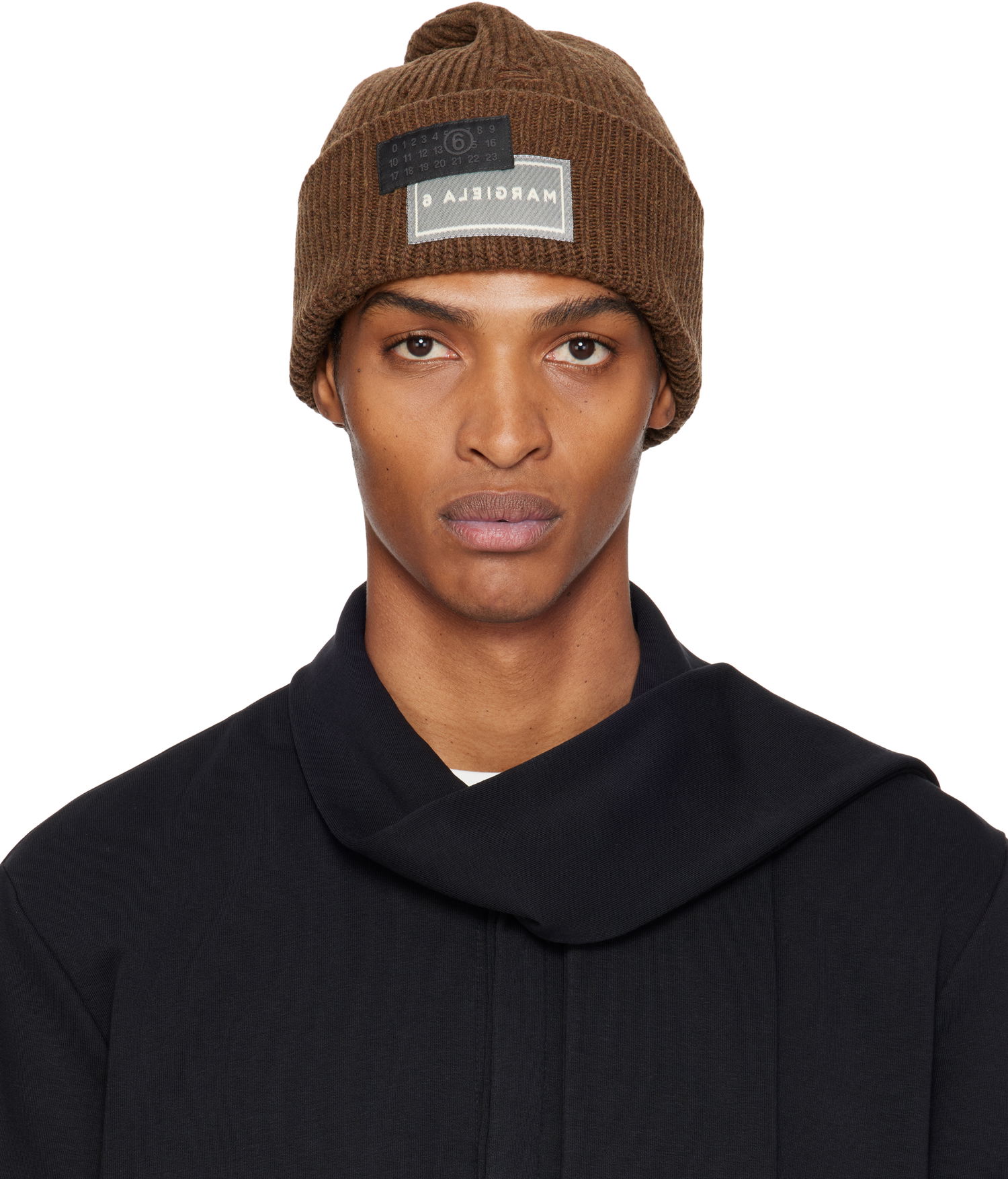 Beanie Maison Margiela MM6 Maison Margiela Logo Patch Beanie Rjava | SH0TB0001 M13138, 0