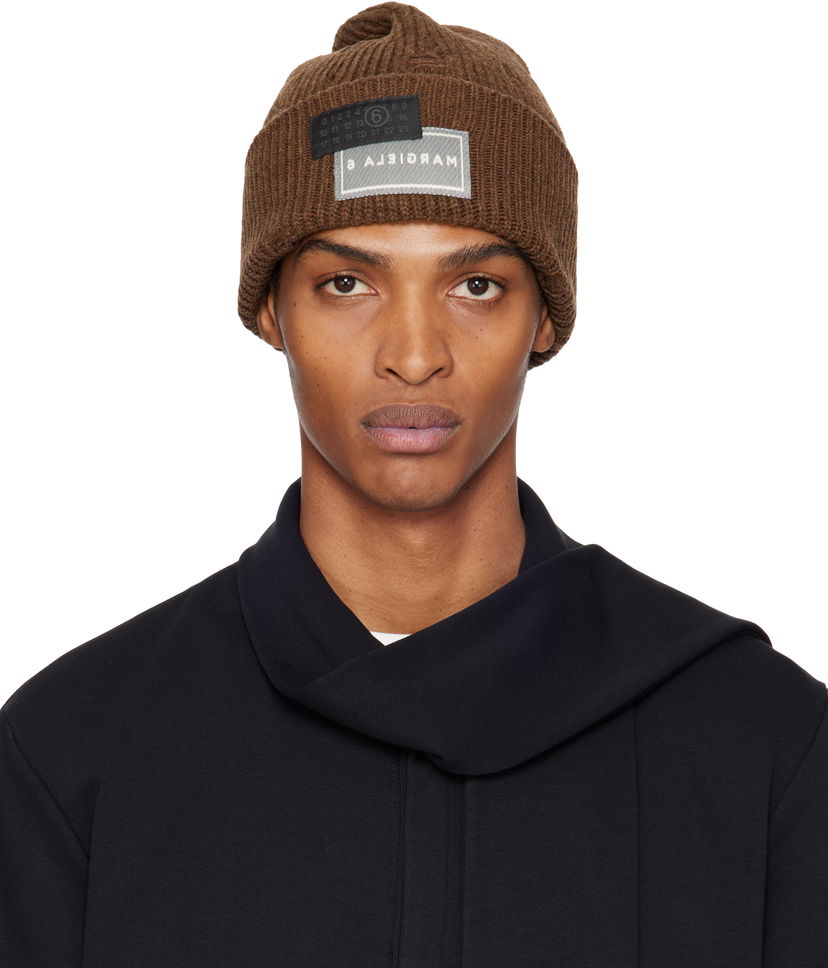 Beanie Maison Margiela MM6 Maison Margiela Logo Patch Beanie Rjava | SH0TB0001 M13138