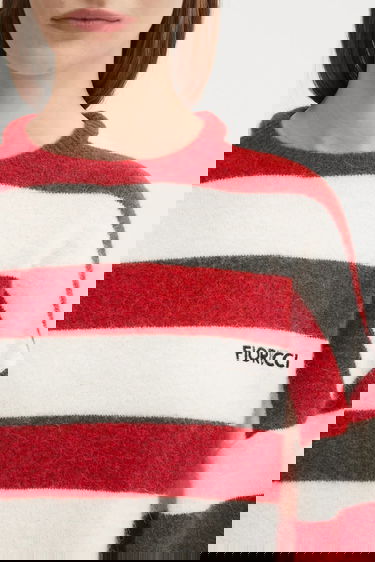 Pleteni pulover Fiorucci Fiorucci Cropped Alpaca Striped Sweater Rdeča | W02FPKSW448KN11RD02, 3