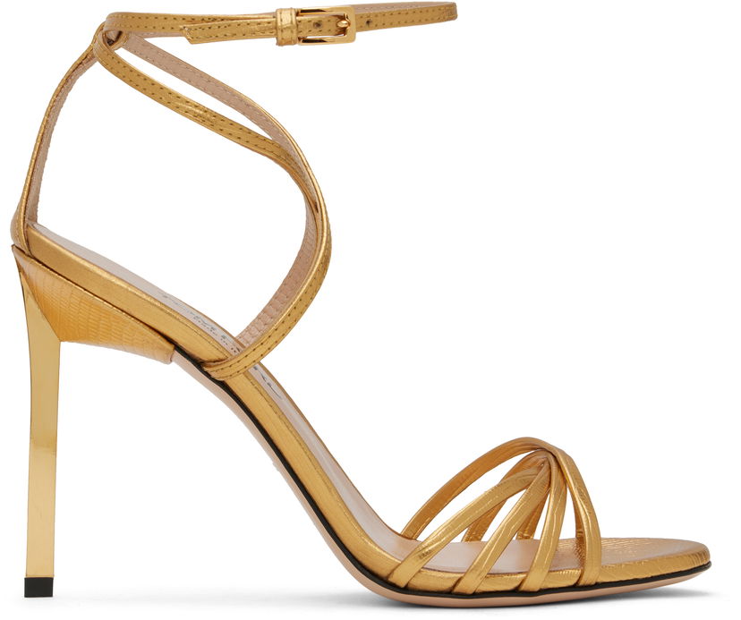 Modni dodatki Tom Ford Tom Ford Ida Lizard Print Heeled Sandals Kovinski | W3546-LCL232G