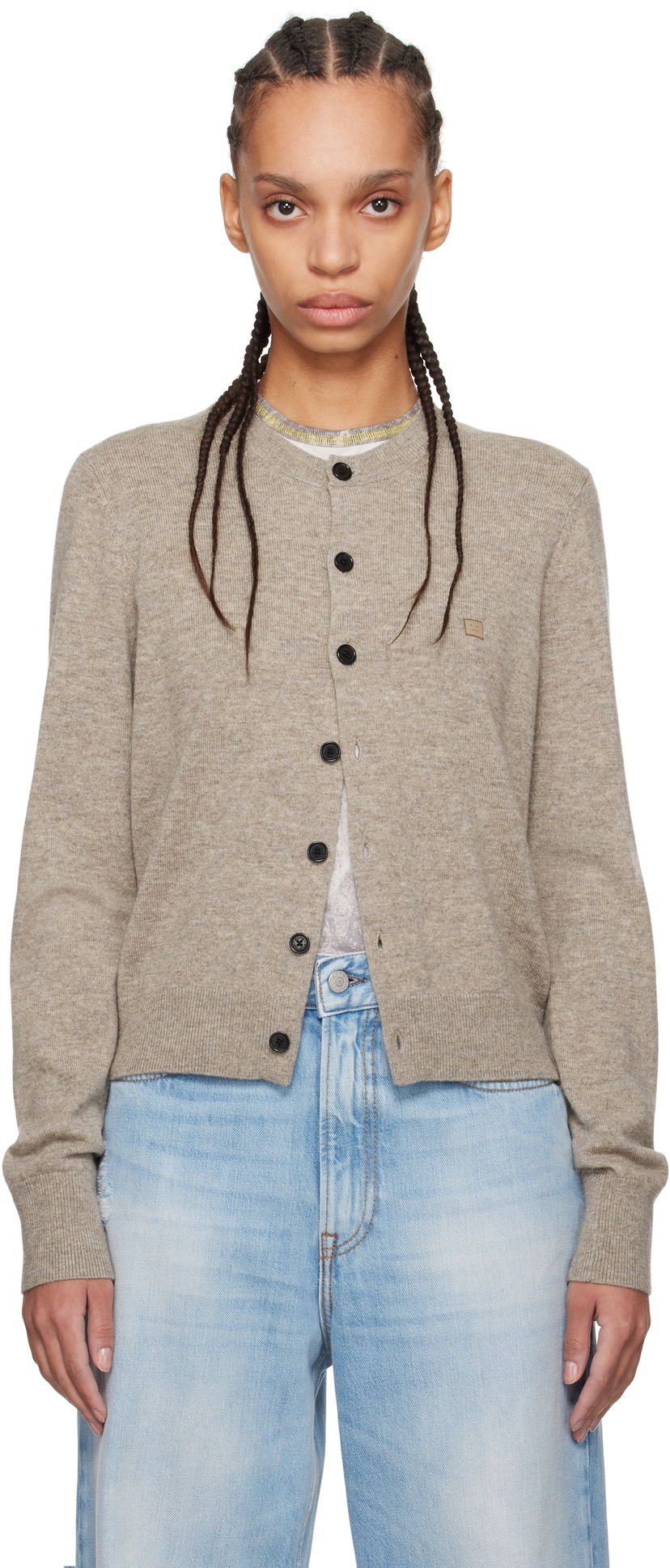 Pleteni pulover Acne Studios Acne Studios Yak Wool Cardigan Bež | A60559-