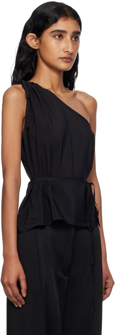 Majica brez rokavov Baserange Baserange One-Shoulder Tie-Waist Camisole Črna | TSVI-SC-AU25, 1