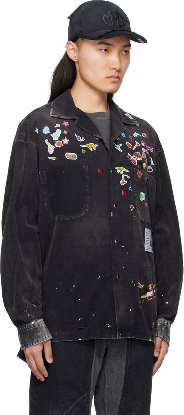 Srajce Maison MIHARA YASUHIRO MMY Sticker Print Corduroy Shirt Črna | J14SH182, 1