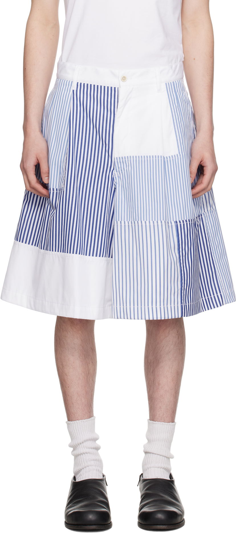 Kratke hlače Comme des Garçons Patchwork Striped Shorts by Comme des Garçons Shirt Modra | FO-P002-S25