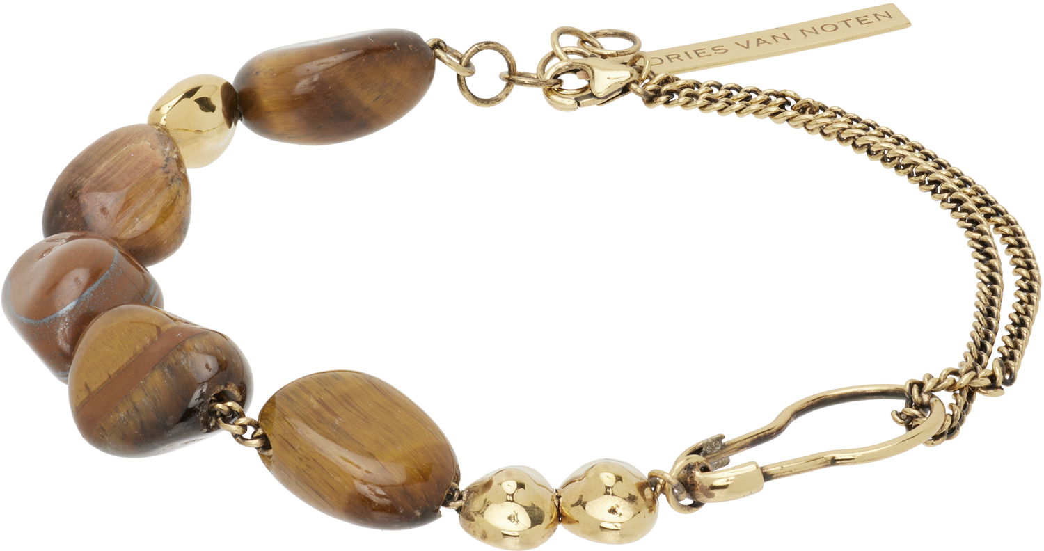 Zapestnica Dries Van Noten Dries Van Noten Tiger's Eye and Textured Bead Chain Bracelet Večbarvna | 252-028208-087, 0