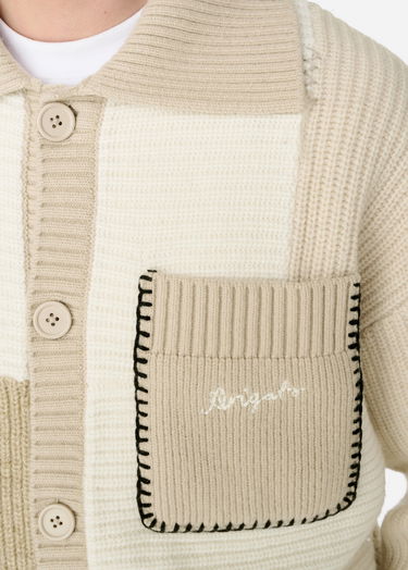 Pleteni pulover AXEL ARIGATO Beige Patchwork Knitted Cardigan Bela | A3066002, 5