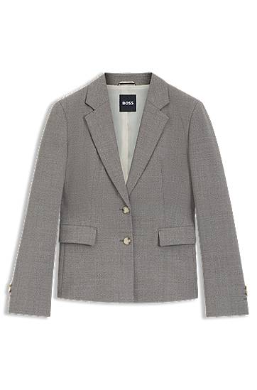 Jakna BOSS BOSS Slim-Fit Patterned Wool-Blend Blazer Siva | 50544333, 0