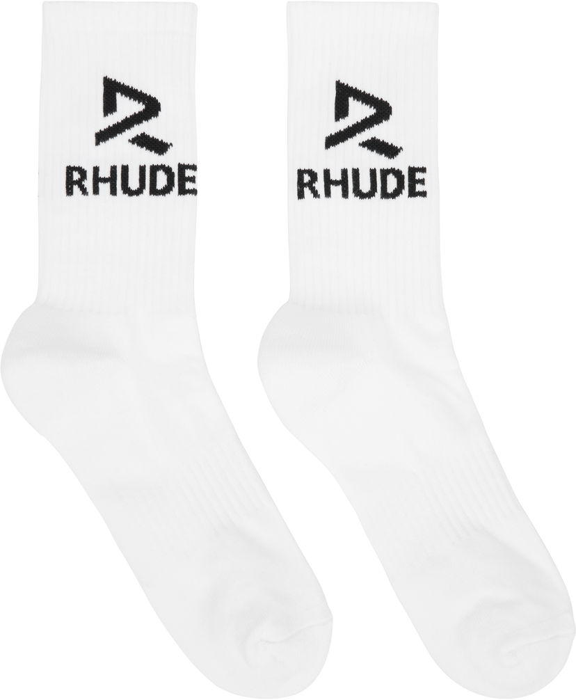 Nogavice Rhude Rhude Trophy Racing Socks Bela | RHSS25SO03227