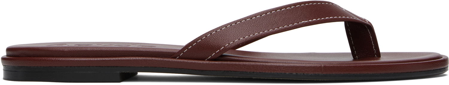 Modni dodatki Aeyde Aeyde Melody Leather Toe-Post Flip-Flops Rjava | A11-FS-FDMR08FL191-SS25-955-007, 0
