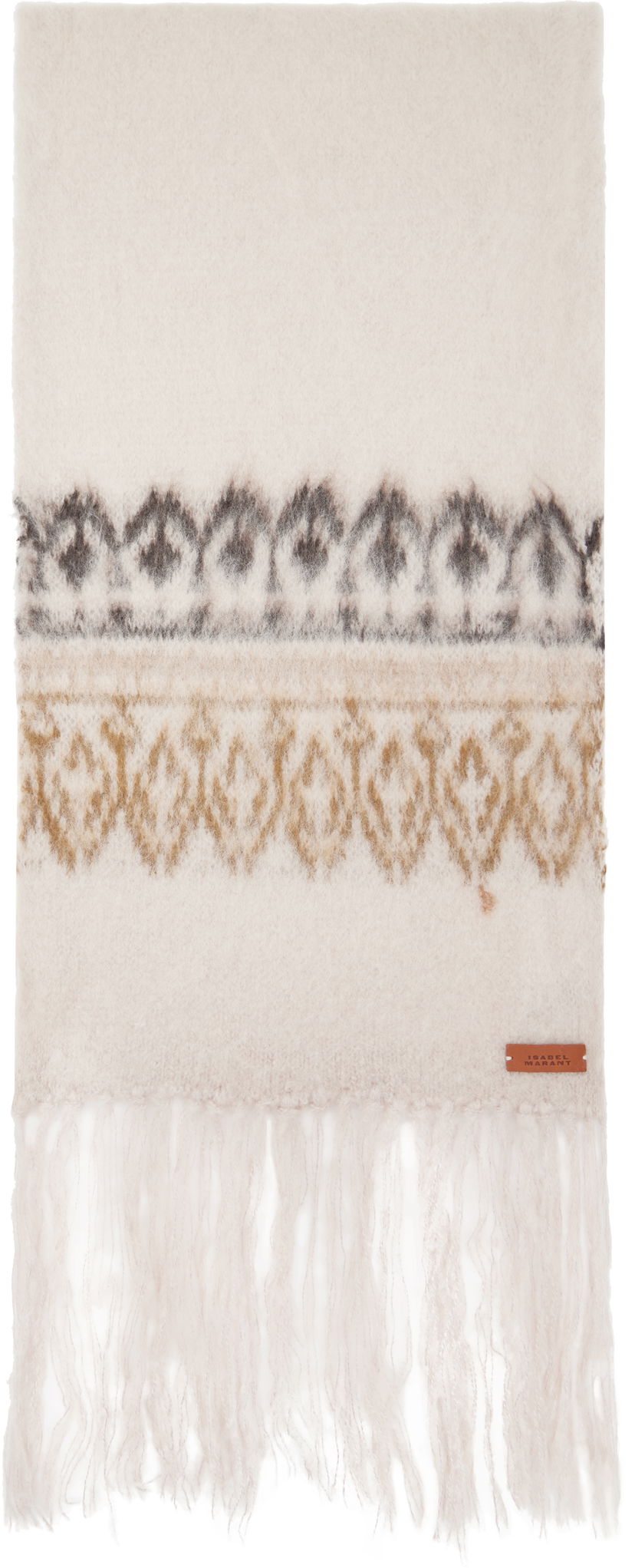 Šala ISABEL MARANT Fringed Wool Scarf Bež | EC072MFA-B3L02A
