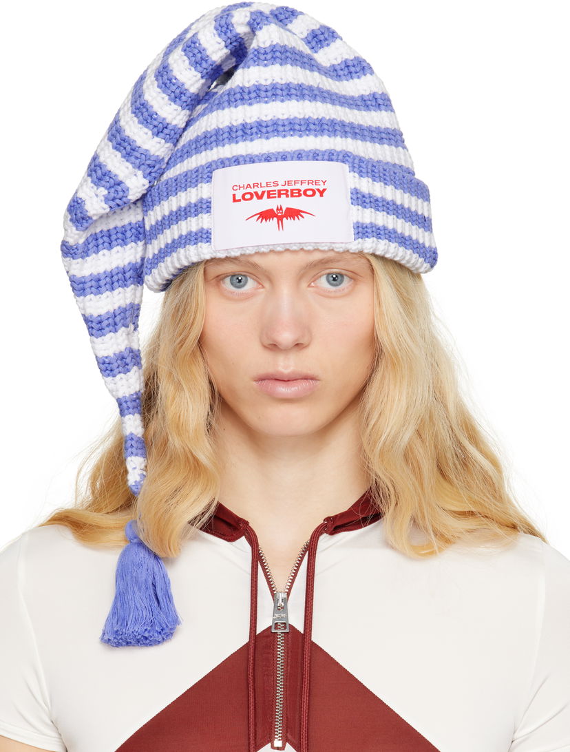 Beanie Charles Jeffrey Loverboy Charles Jeffrey LOVERBOY Sloppy Giuseppe Knit Beanie with Tassel Modra | 54131002