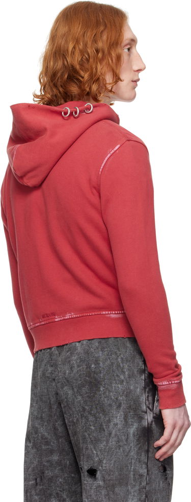 Pulover We11done We11done Pierced Zip-Up Hoodie Rdeča | WD-TJ0-25-821-U-RD, 2