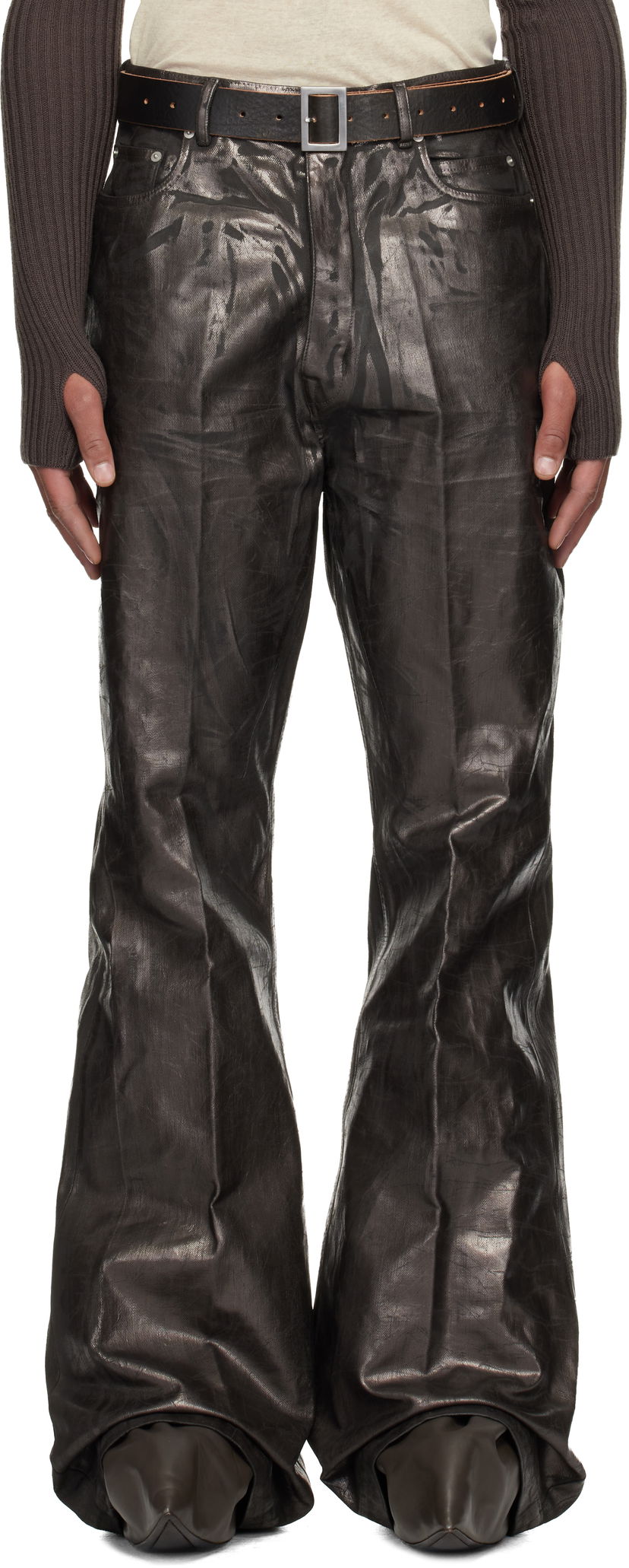 Kavbojke Rick Owens Concordians Bolan Waxed Flared Jeans Rjava | RR02E1335 BZMC