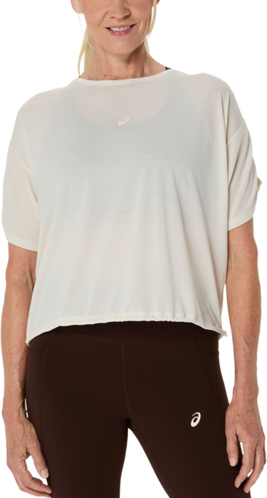 Krop-top Asics Asics Nagino Run Adjustable Short Sleeve Top Bela | 2012d140-200, 0