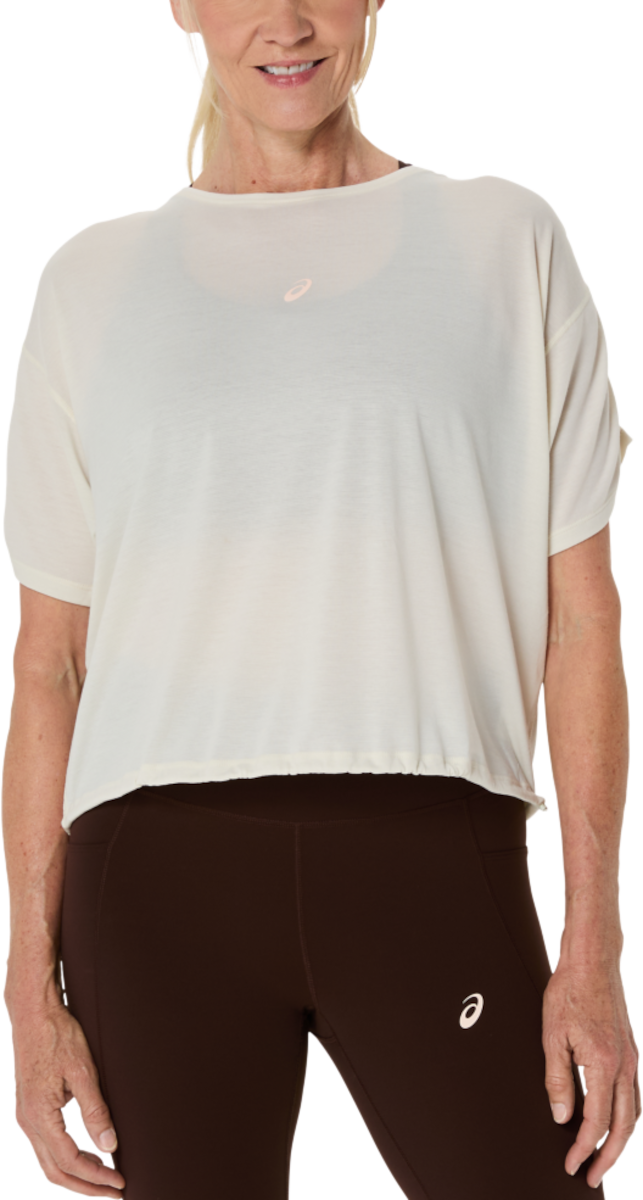 Krop-top Asics Asics Nagino Run Adjustable Short Sleeve Top Bela | 2012d140-200