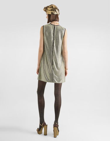 Obleke Dolce & Gabbana Crystal Mesh Dress Kovinski | F6TJMZFLSK3S0997, 2