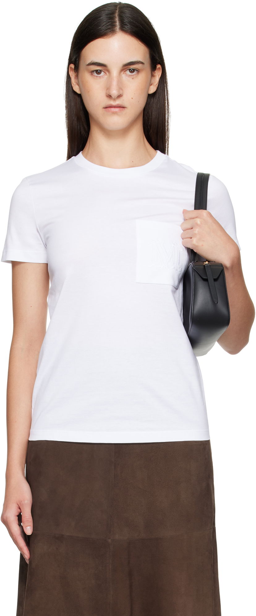 Majica Max Mara Max Mara Papaia Pocket T-Shirt Bela | 2511941032600