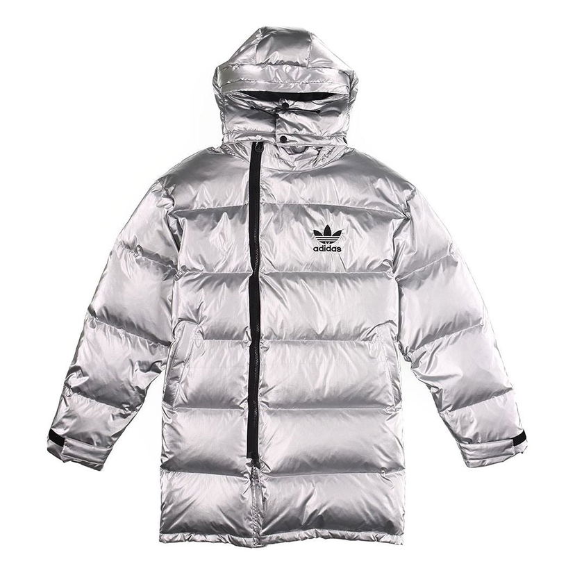 Puhovka adidas Originals Sportswear Down Jacket With Diagonal Zipper Siva | GJ6733