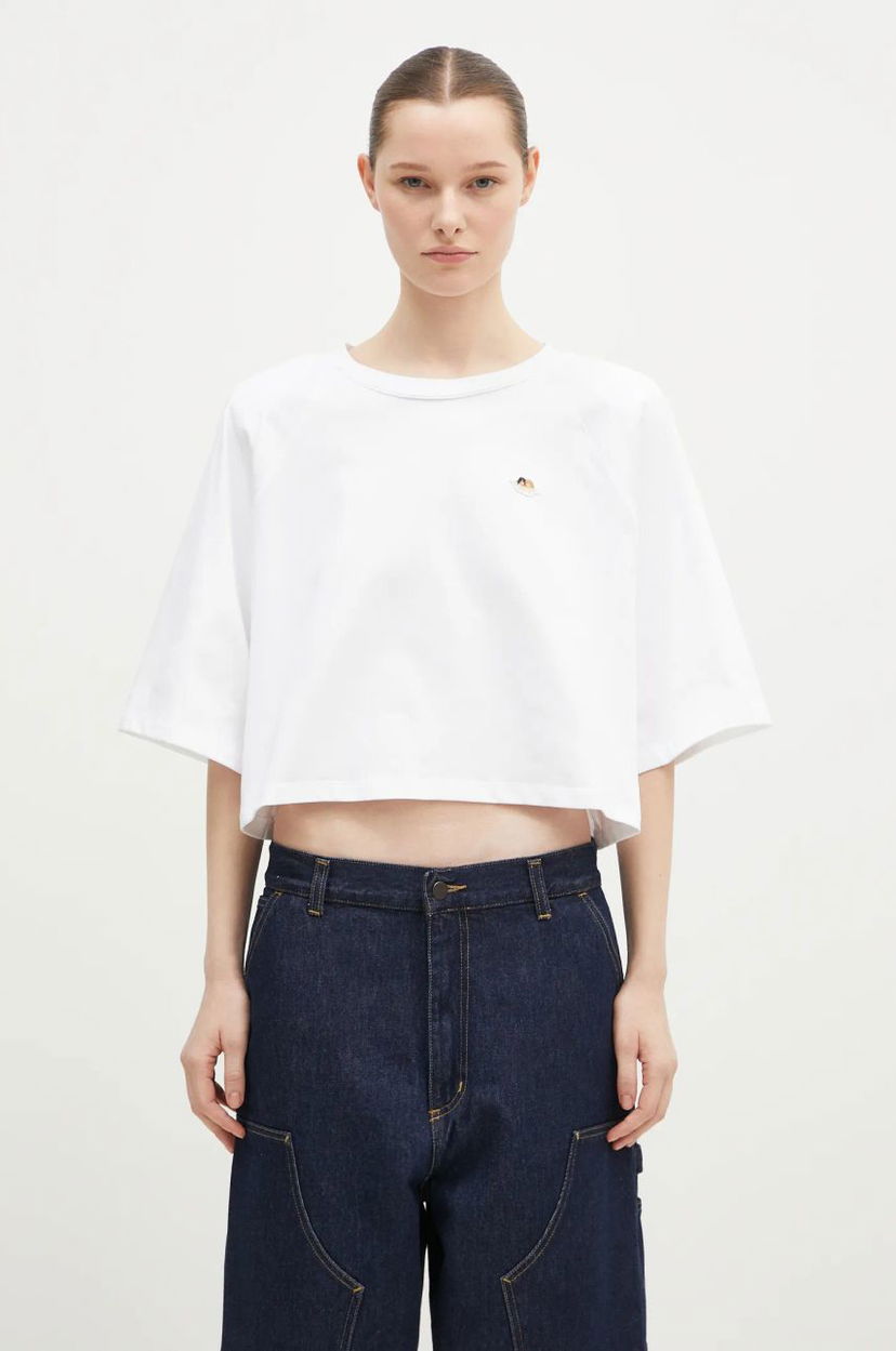 Krop-top Fiorucci Angel Cropped T-Shirt Bela | W01FPTSH106CJ01WH01