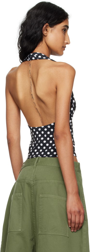 Majica brez rokavov Miaou Miaou Mathilde Polka Dot Halter Top Črna | 7189VISBWP, 2