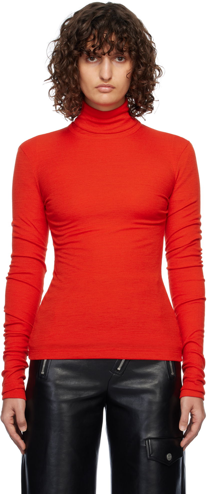 Majica Jil Sander Layered Turtleneck Top Rdeča | J40FV0115_J20226