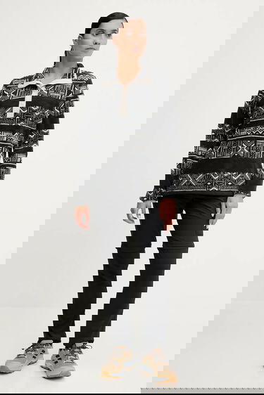 Pleteni pulover Columbia Benton Springs Printed 1/2 Snap Fleece Pullover - L Črna | 2085611012, 1