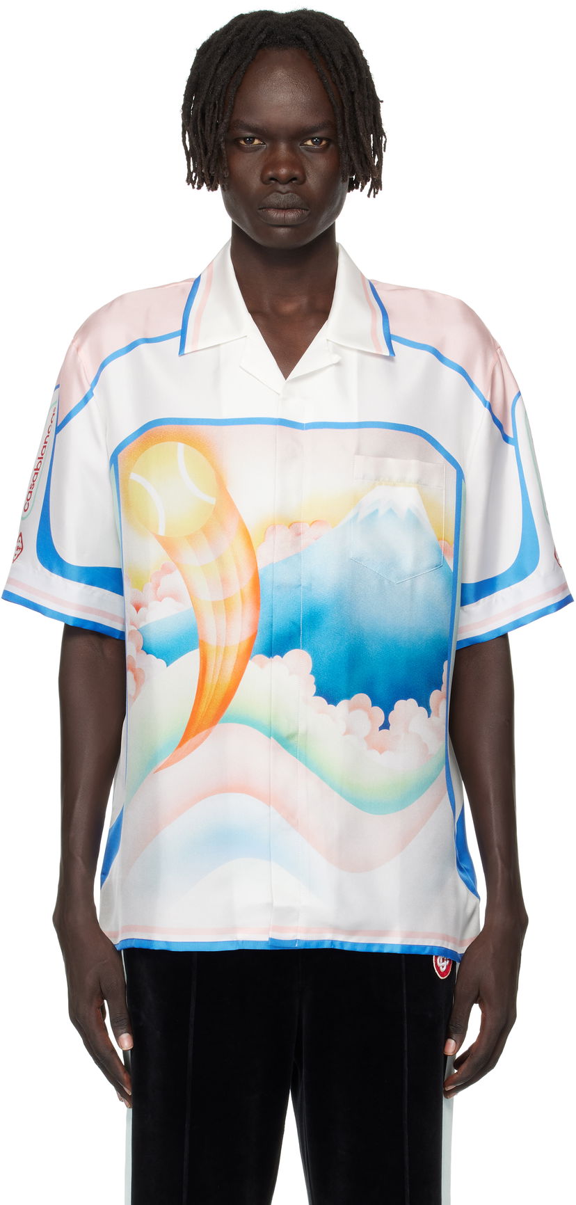 Srajce Casablanca Casablanca Fuji Dream Silk Resort Shirt Bela | MPF25-SH-003-03