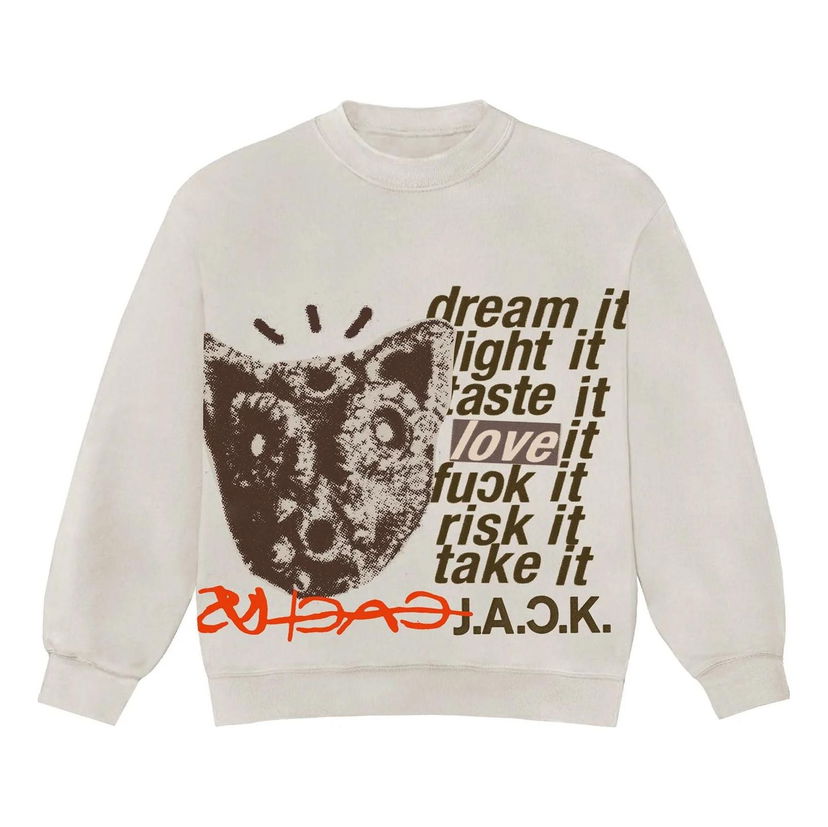 Pulover Cactus Jack by Travis Scott Travis Scott Cactus Jack D.L.T.L.F.R.T. Crewneck Bež | CJFN-SS89