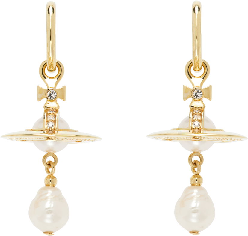 Uhani Vivienne Westwood Vivienne Westwood Aleksa Pearl Drop Earrings Rumena | 6202016M-02R496-