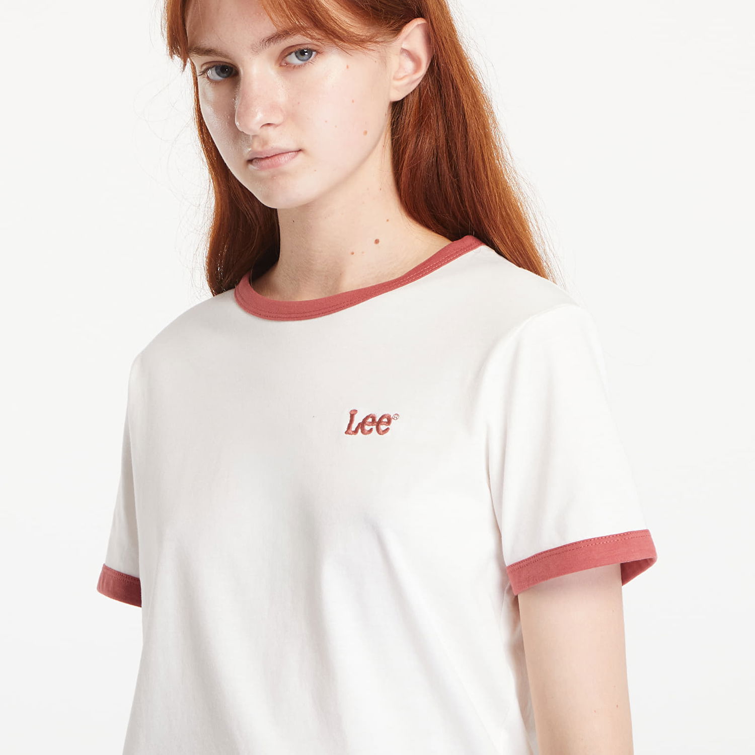 Majica Lee Ringer Tee Ecru Bela | 112355184, 1