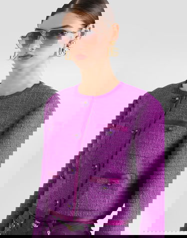 Jakna Dolce & Gabbana Dolce & Gabbana Rachel Tweed Single-Breasted Jacket Lila | F27GOTFMTACF0571, 1