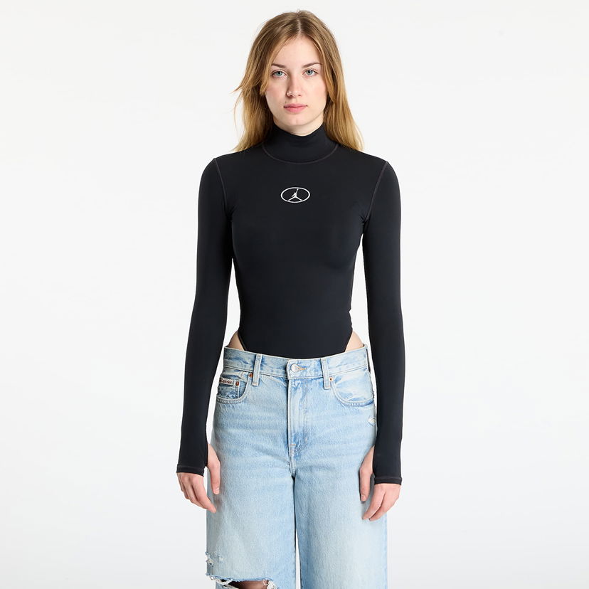 Bodi Jordan Flight Mountainside Long-Sleeve Mock Neck Bodysuit Črna | HV0350-010