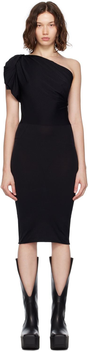 Obleke Rick Owens Concordians Twist One-Shoulder Midi Dress Črna | RP02E4521 JN, 0