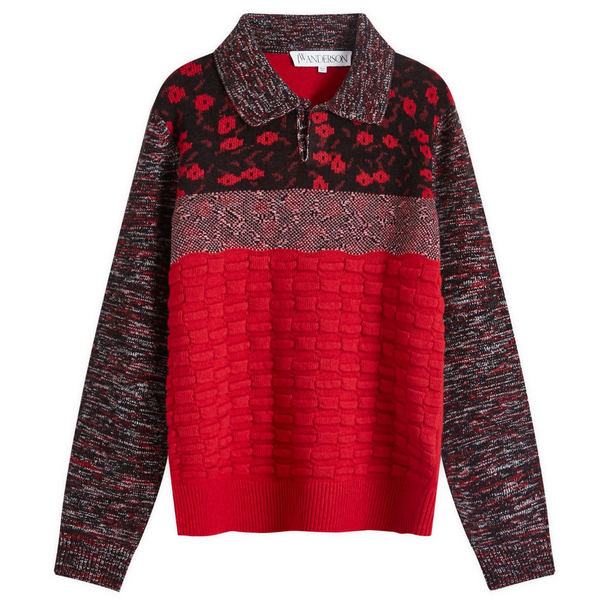 Pleteni pulover JW Anderson Multi Stitch Polo Rdeča | KW1231-YN0357-417, 0