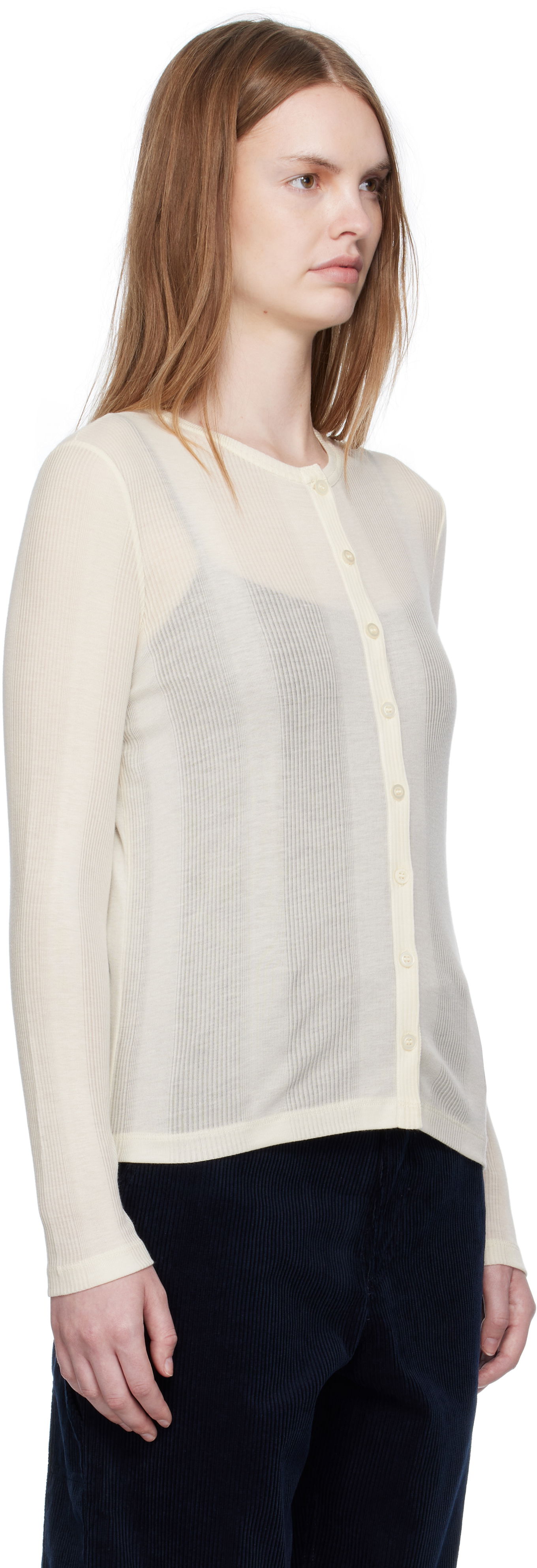 Pleteni pulover A.P.C. A.P.C. Lorie Button Cardigan Bež | LYAAW-F22331, 1
