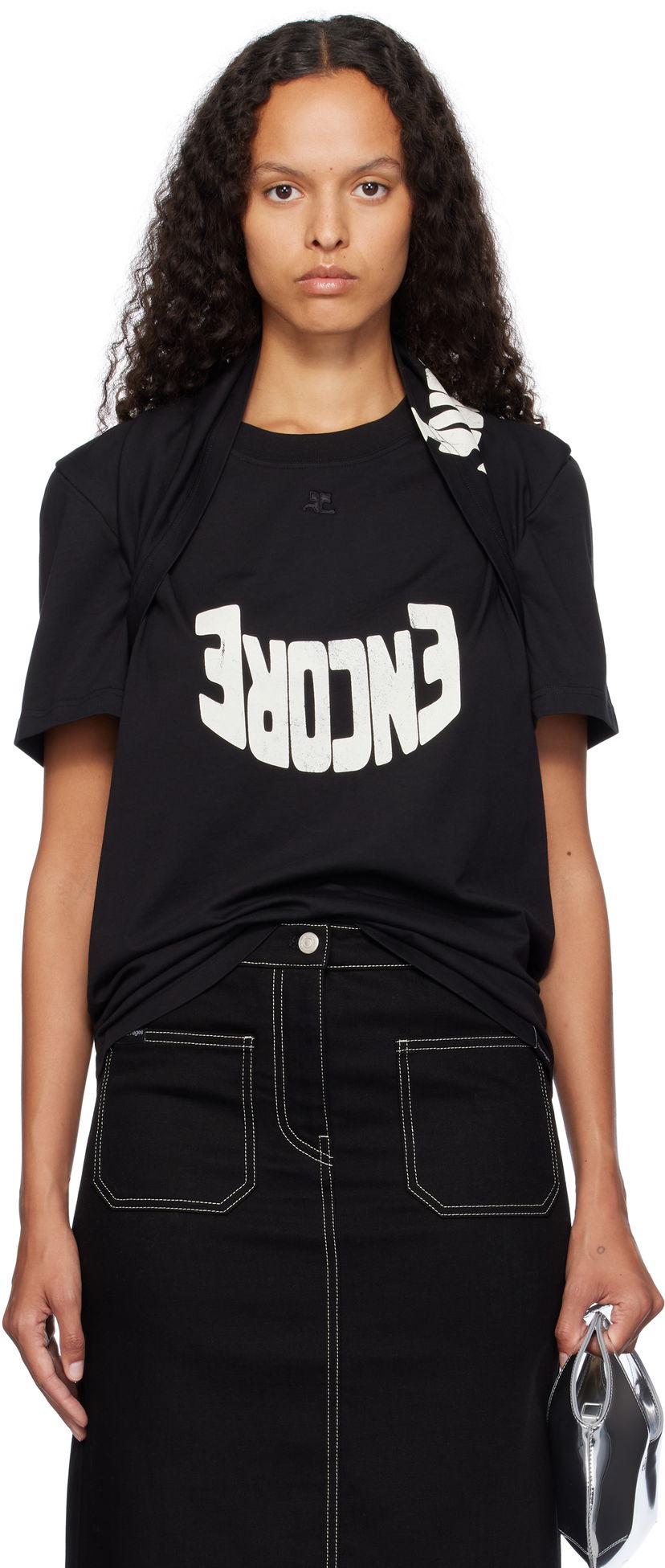 Majica Courrèges Encore Print Cotton T-shirt Črna | 324JTO332JS0112