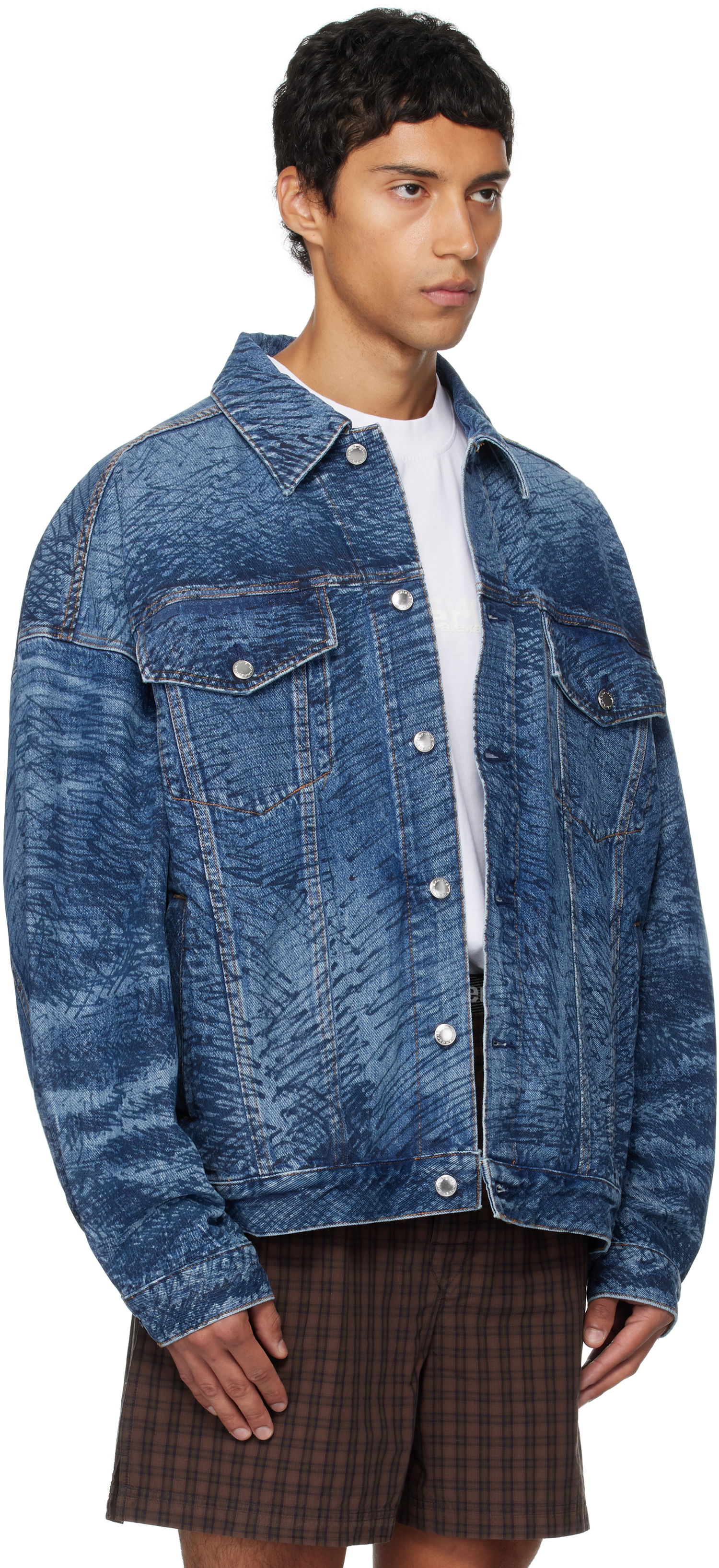 Jakna Alexander Wang Alexander Wang Graffiti Oversized Denim Trucker Jacket Modra | 6DC3252831, 1