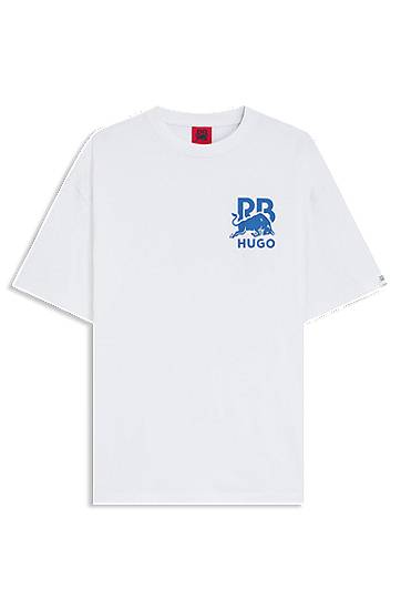 Majica BOSS RB cotton T-shirt with bull-graphic logo Bela | 50549307