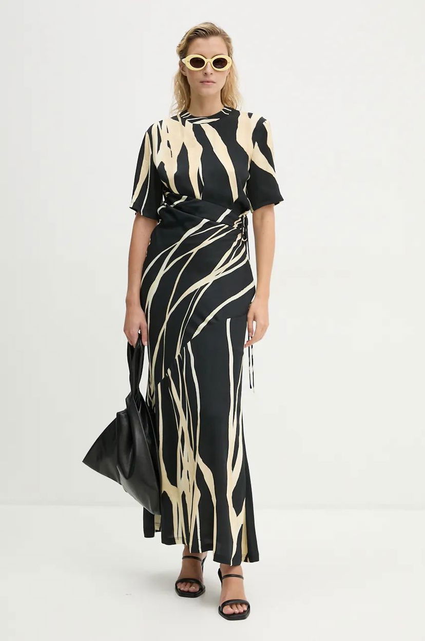 Obleke Nanushka Abstract Print Maxi Dress Črna | NW24PFBS20199