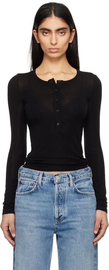 Majica AGOLDE AGOLDE Faustine Henley Top Črna | A7339-1618, 0