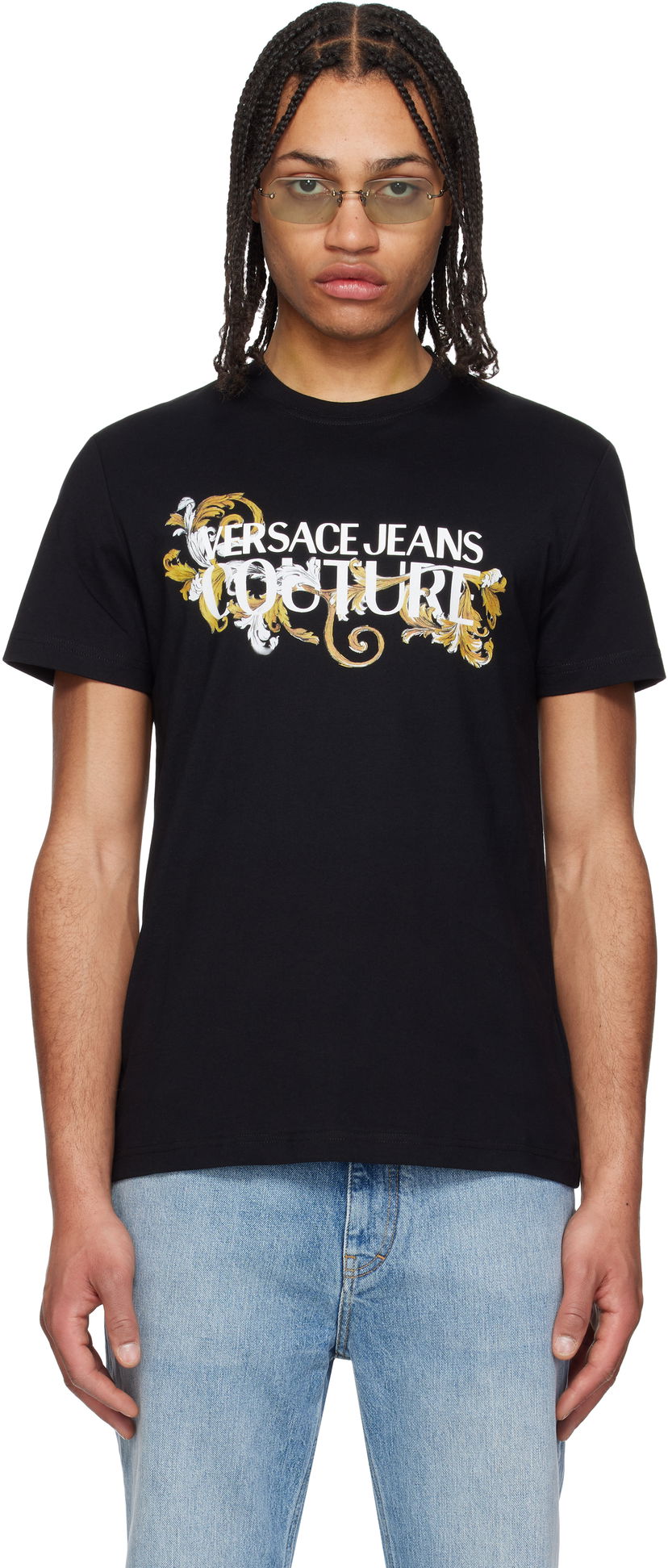 Majica Versace Versace Jeans Couture Logo Baroque T-Shirt Črna | E78GAHC05_ECJ01C
