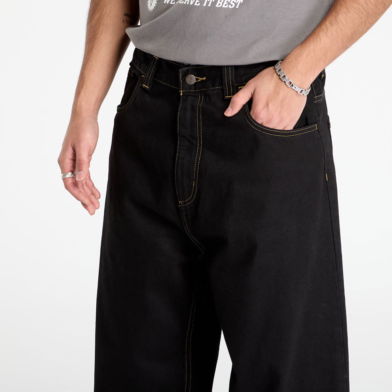 Kavbojke Carhartt WIP Wide Leg Rinsed Brandon Pant Črna | I035893.8902, 1