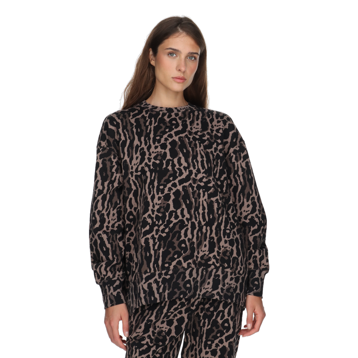Pulover Nike NSW Phoenix Fleece Oversized Leopard Print Crewneck Sweatshirt Večbarvna | IB2371-010, 0