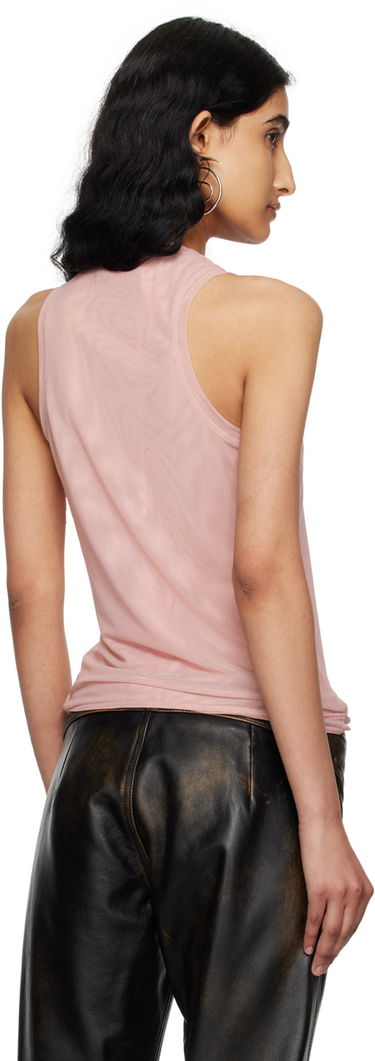 Majica brez rokavov Blumarine Crystal Embellished Sheer Tank Top Roza | P444T030A, 2