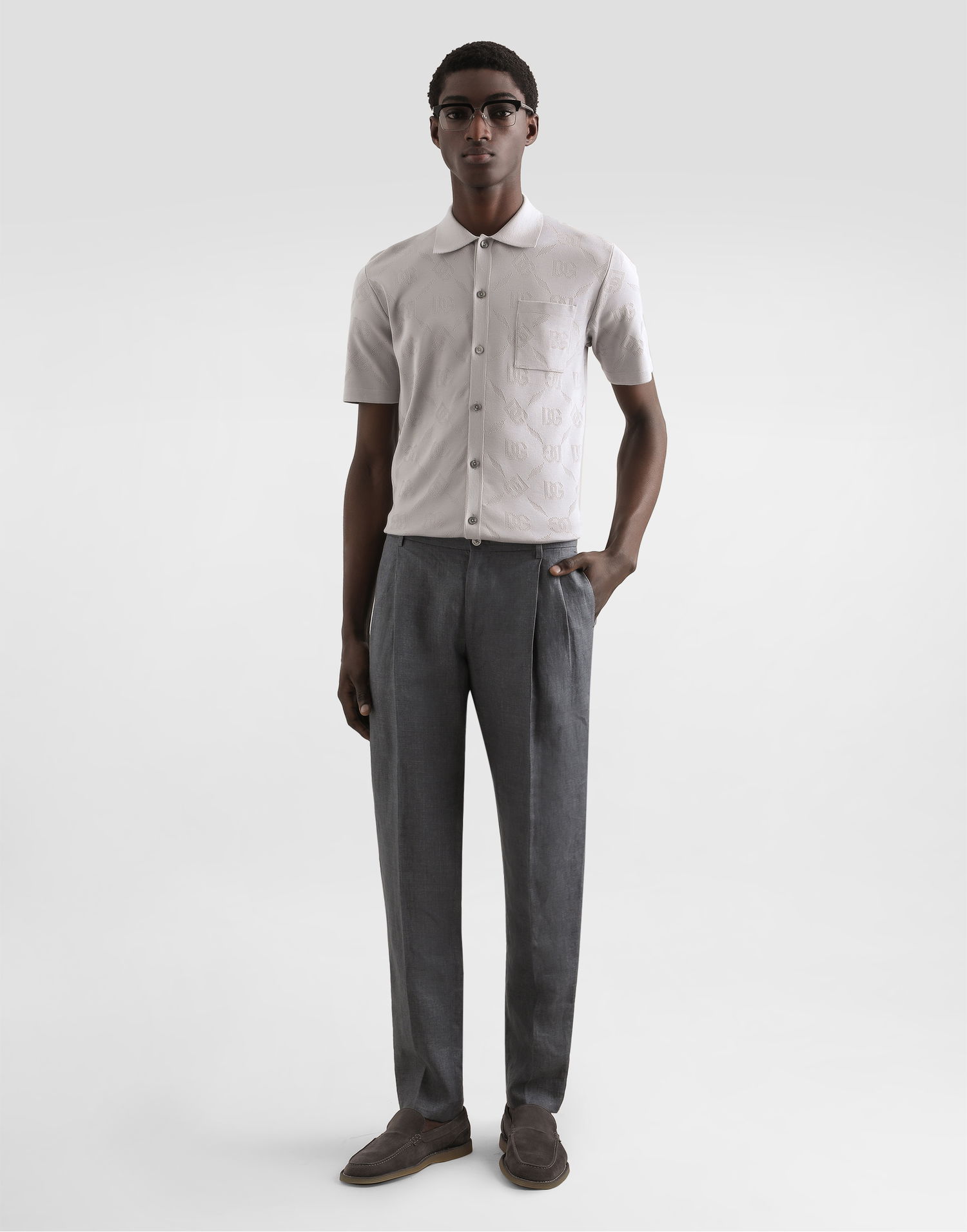 Hlače Dolce & Gabbana Dolce & Gabbana Washed Linen Canvas Trousers Siva | GP06JTFU4MFN0701, 1