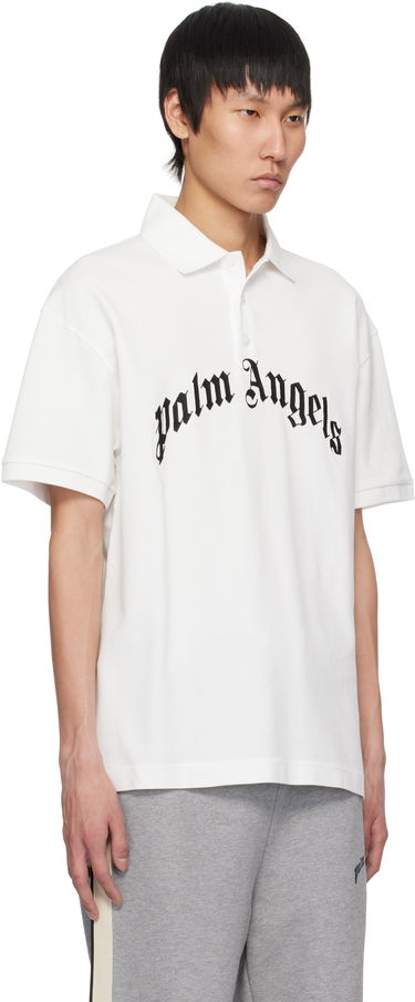 Polo majica Palm Angels Palm Angels Curved Logo Polo Bela | PMGB012S25FAB0030310, 1
