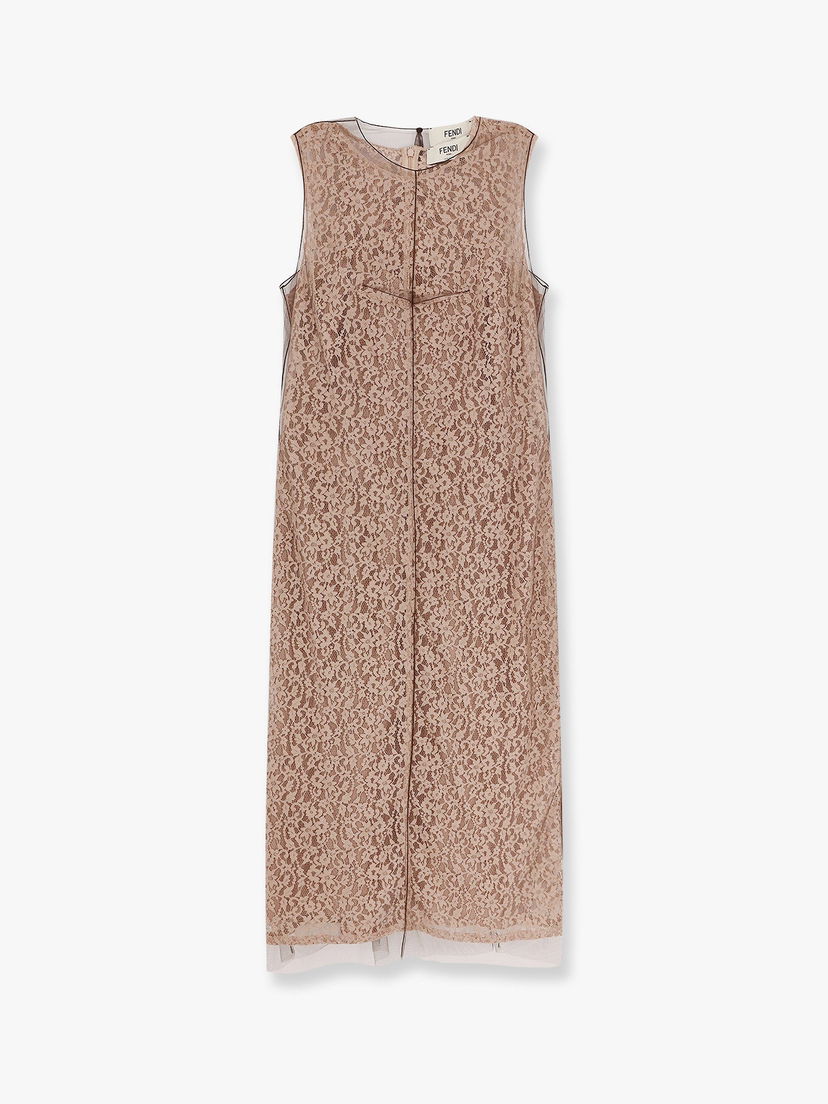 Obleke FENDI Fendi Lace Midi Dress Bež | FDD298AUP7F1T47