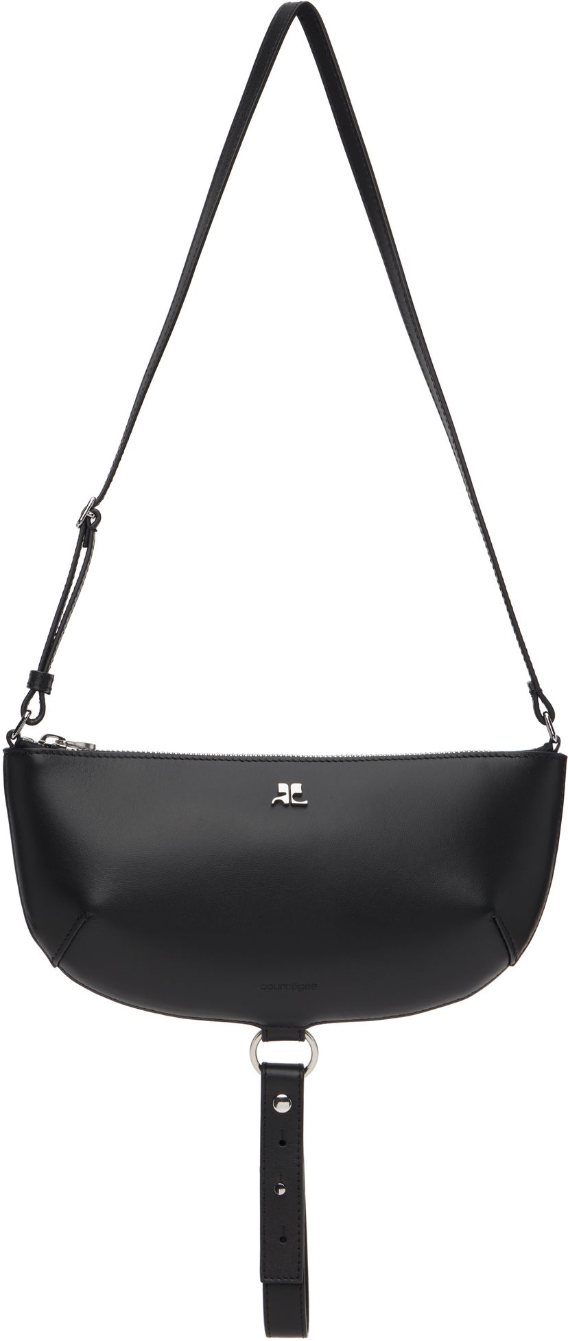 Torba za čez ramo Courrèges Courrèges Holy Eclipse Leather Shoulder Bag Črna | 325GSA190CR0065